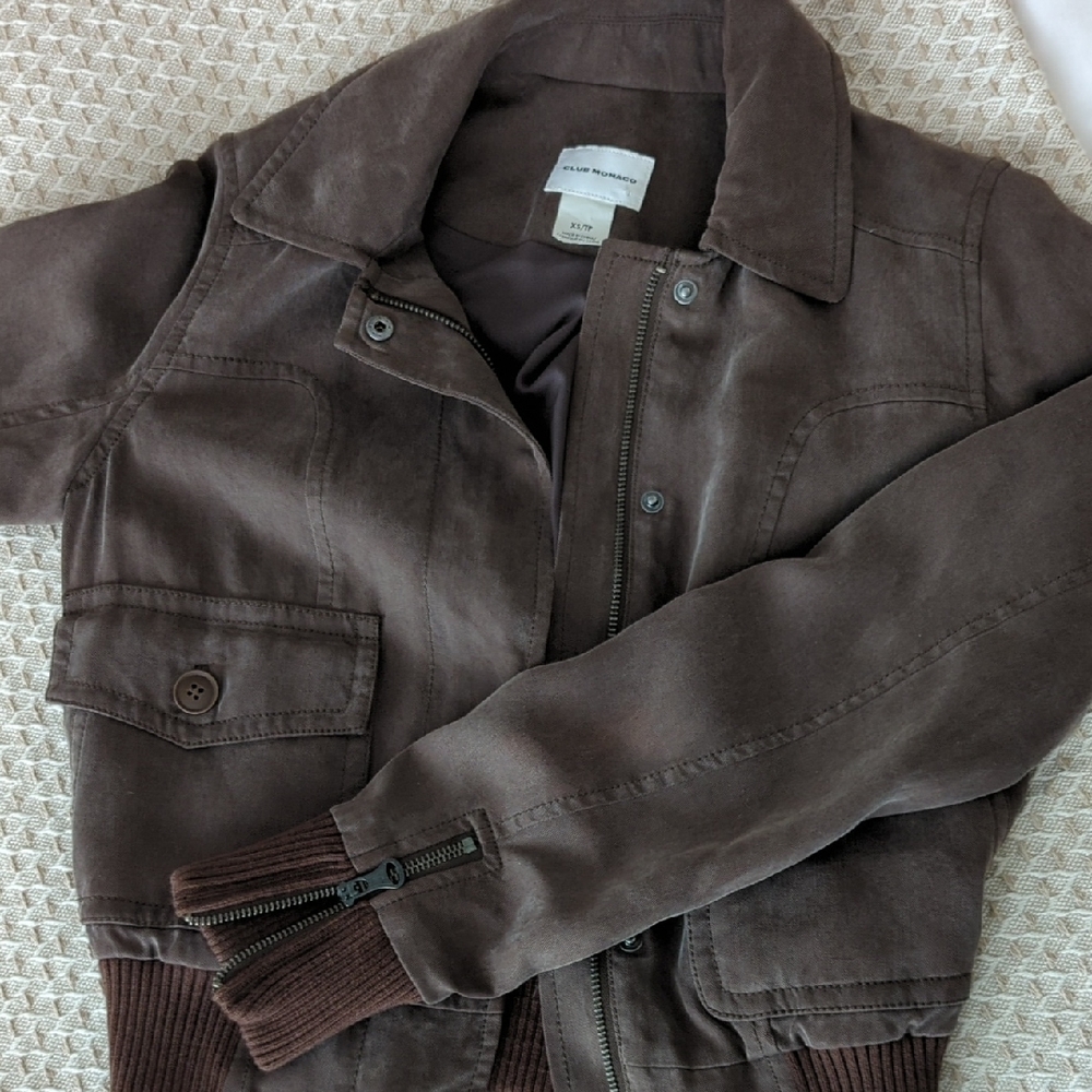 Club Monaco Dark Brown Bomber Jacket - Picture 1 of 2